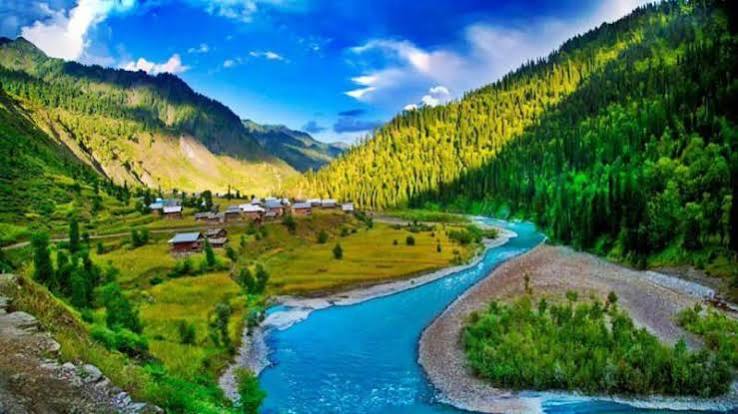 Kashmir valley and river scenery
